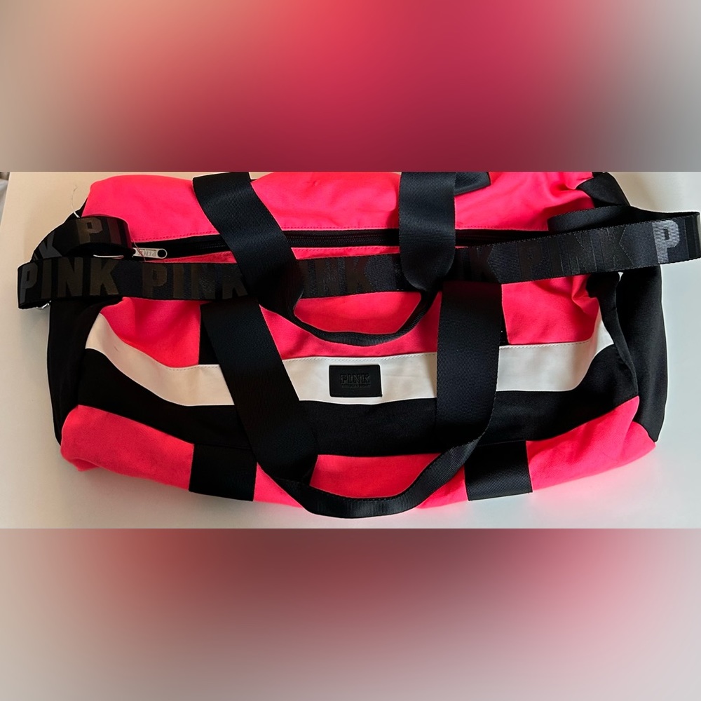 Pink duffel bag